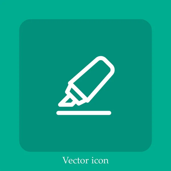 Icona Vettoriale Evidenziatore Icon Line Lineare Con Tratto Modificabile — Vettoriale Stock