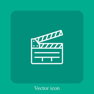 Clapperboard vektör simgesi doğrusal simgesi. Düzenlenebilir vuruş çizgisi
