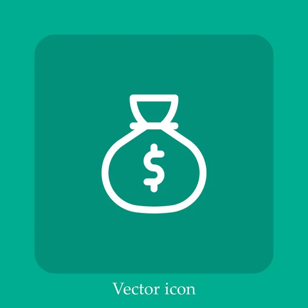 Money Bag Vector Icon Linear Icon Line Editable Stroke — Stock Vector