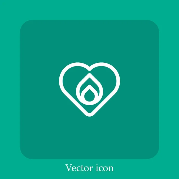 Icono Del Vector Pasión Icon Line Lineal Con Carrera Editable — Vector de stock