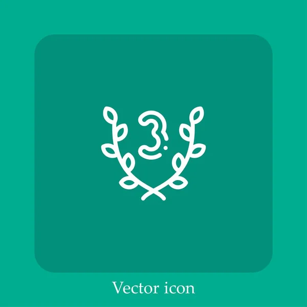Icône Vectorielle Troisième Prix Icône Linéaire Ligne Avec Course Modifiable — Image vectorielle