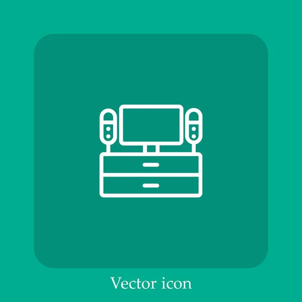 Asztal Vektor Ikon Lineáris Ikon Vonal Szerkeszthető Stroke — Stock Vector