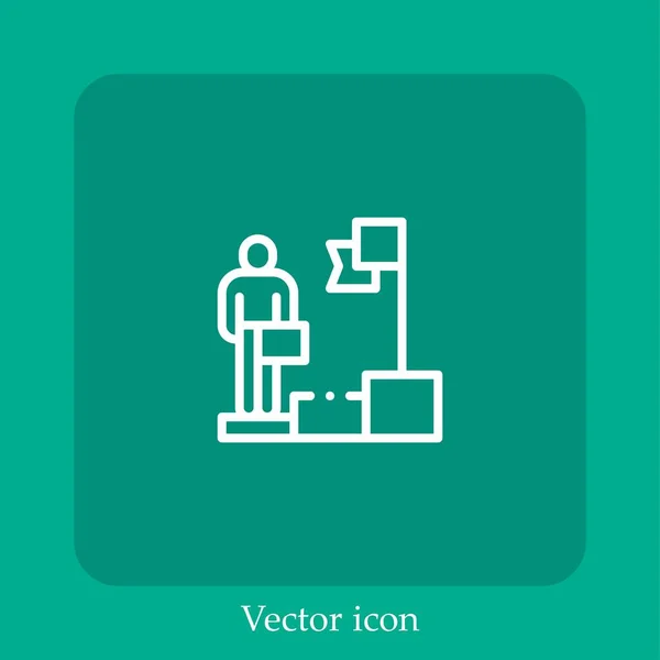 Icône Vectorielle Carrière Icône Linéaire Ligne Avec Course Modifiable — Image vectorielle