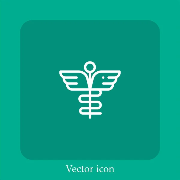 Caduceus Símbolo Vector Icono Lineal Icon Line Con Carrera Editable — Archivo Imágenes Vectoriales