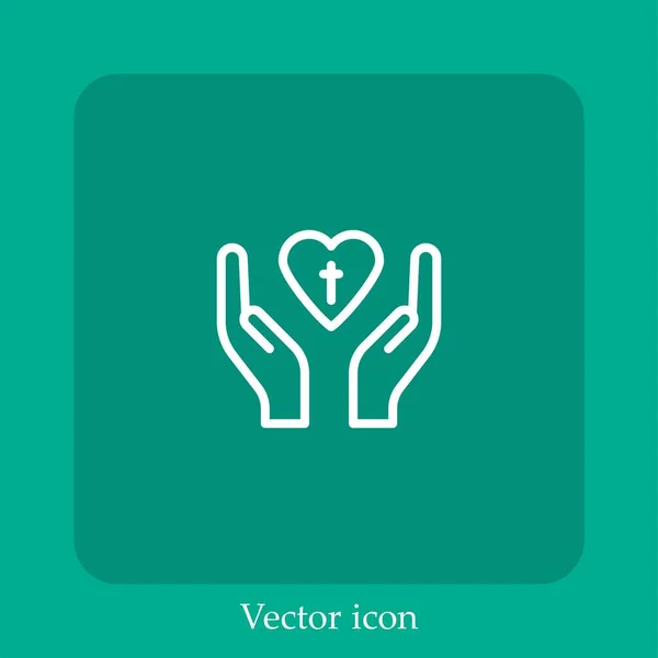 Christianity Vector Icono Icon Line Lineal Con Carrera Editable — Vector de stock