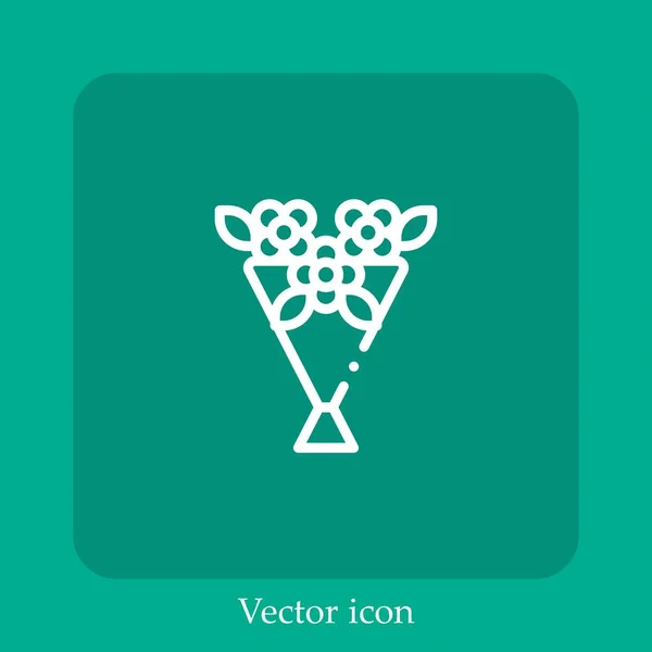 Flower Bouquet Vector Icon Linear Icon Line Editable Stroke — Stock Vector