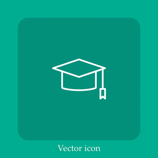 Mortarboard Vector Icono Icon Line Lineal Con Carrera Editable — Vector de stock