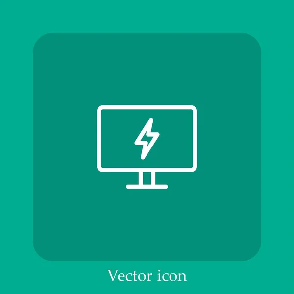 Monitor Vector Icon Linear Icon Line Editable Stroke — Stock Vector