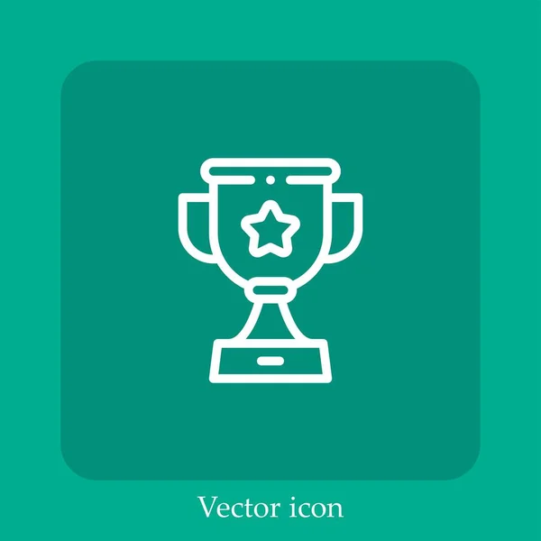 Icône Vectorielle Trophée Icône Linéaire Ligne Avec Course Modifiable — Image vectorielle
