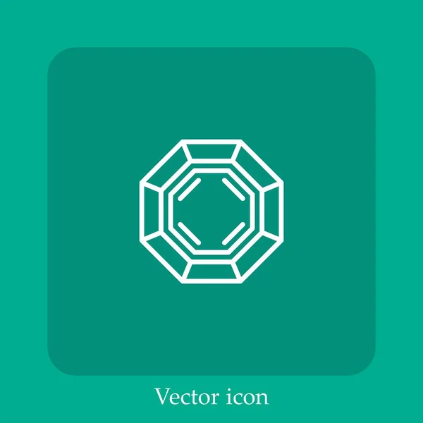 Icône Vectorielle Diamant Icône Linéaire Ligne Avec Course Modifiable — Image vectorielle