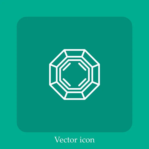 Icono Vector Diamante Icon Line Lineal Con Carrera Editable — Vector de stock