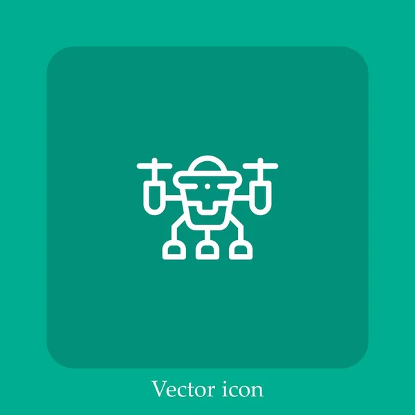 Icône Vectorielle Drone Icône Linéaire Ligne Avec Course Modifiable — Image vectorielle