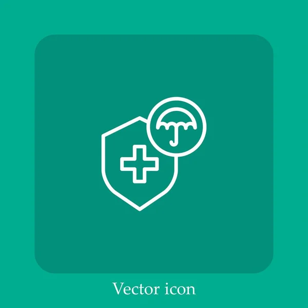 Icona Vettoriale Assicurazione Medica Icon Line Lineare Con Ictus Modificabile — Vettoriale Stock