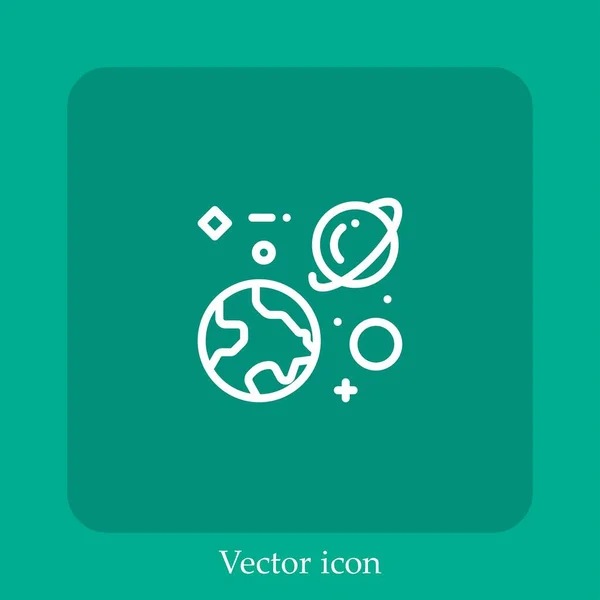 Planets Vector Icon Linear Icon Line Editable Stroke — Stock Vector