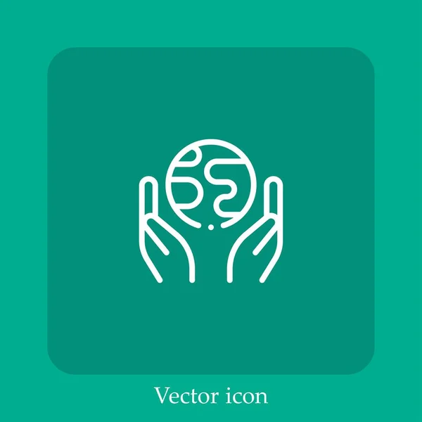 Guardar Icono Del Vector Del Planeta Icon Line Lineal Con — Vector de stock