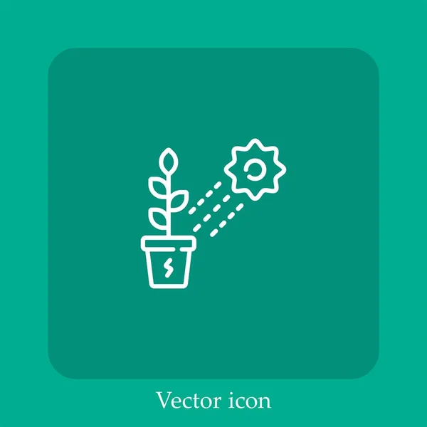 Icono Vector Energía Solar Icon Line Lineal Con Carrera Editable — Vector de stock