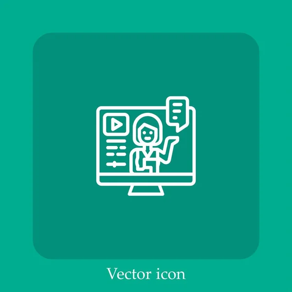 Video Tutorial Vektorsymbol Lineare Icon Line Mit Editierbarem Strich — Stockvektor