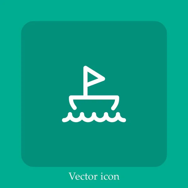 Barco Icono Vector Icon Line Lineal Con Carrera Editable — Vector de stock