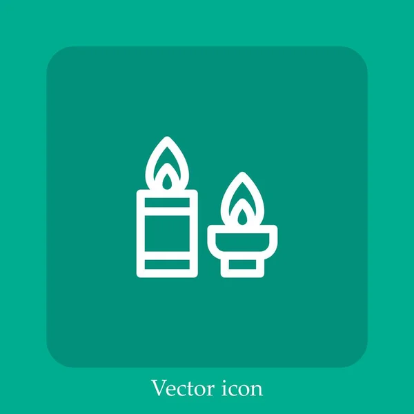 Velas Icono Vectorial Icon Line Lineal Con Carrera Editable — Vector de stock
