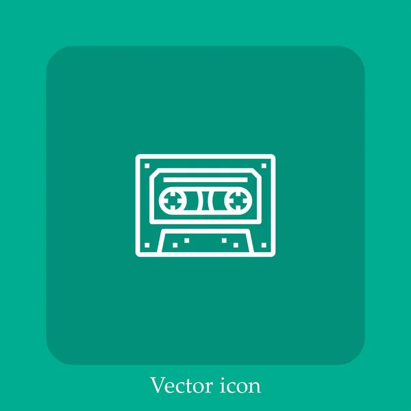 Cassette Vector Icon Linear Icon Line Editable Stroke — Stock Vector