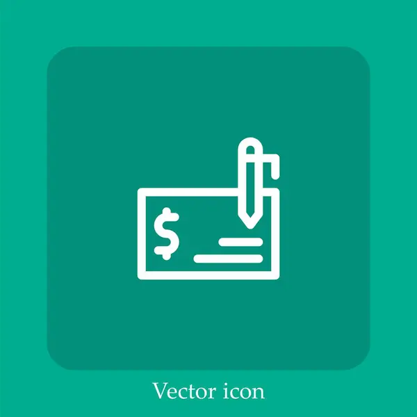 Vérifier Icône Vectorielle Icône Linéaire Ligne Avec Course Modifiable — Image vectorielle