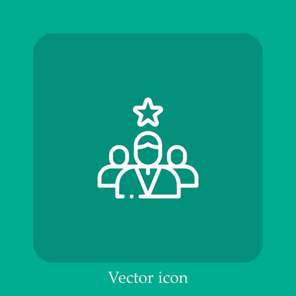 Icono Vector Liderazgo Icon Line Lineal Con Carrera Editable — Vector de stock