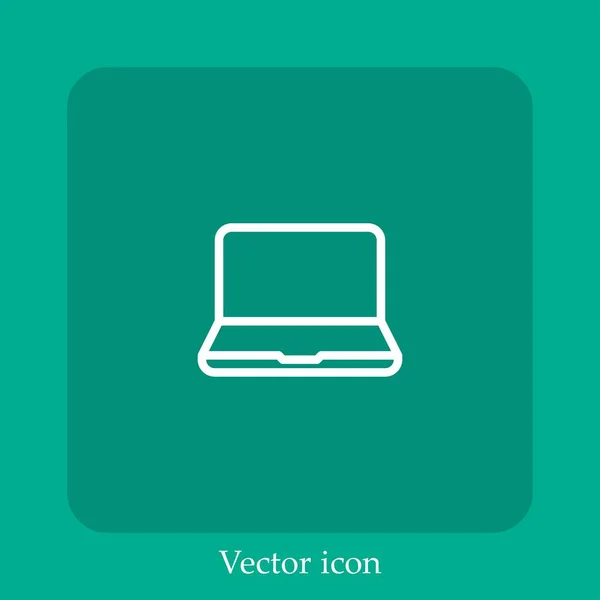 Icône Vectorielle Ordinateur Portable Icône Linéaire Ligne Avec Course Modifiable — Image vectorielle