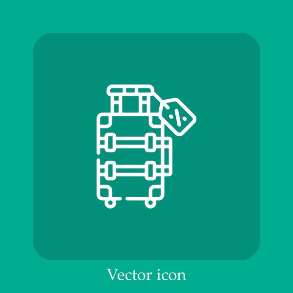 Icono Del Vector Maleta Icon Line Lineal Con Carrera Editable — Vector de stock