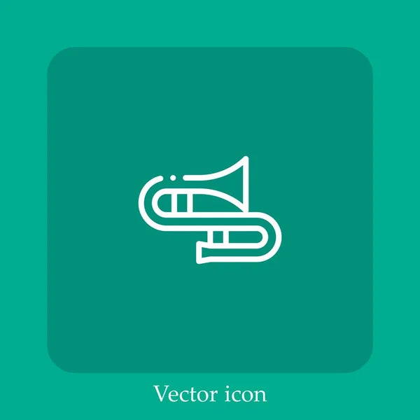 Trombón Icono Vector Icon Line Lineal Con Carrera Editable — Vector de stock