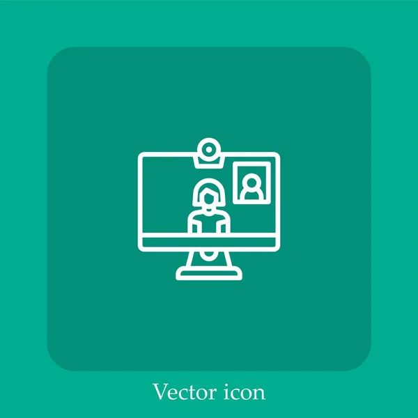 Video Aufruf Von Vektor Symbol Lineare Icon Line Mit Editierbarem — Stockvektor