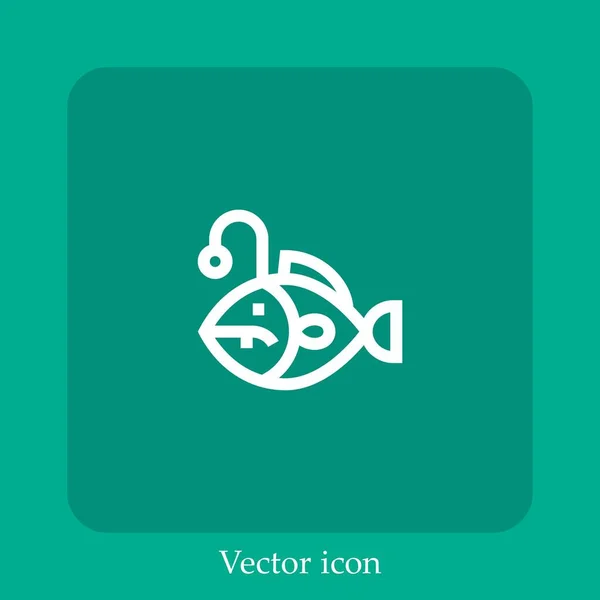 Icono Vector Anglefish Icon Line Lineal Con Carrera Editable — Vector de stock