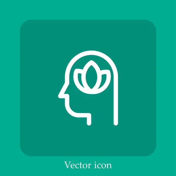 Icône Vectorielle Santé Mentale Icône Linéaire Ligne Avec Course Modifiable — Image vectorielle