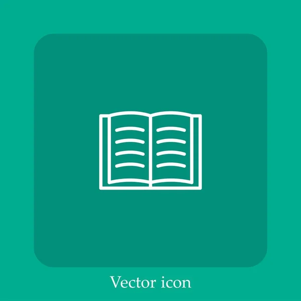 Libro Abierto Icono Vectorial Icon Line Lineal Con Carrera Editable — Vector de stock