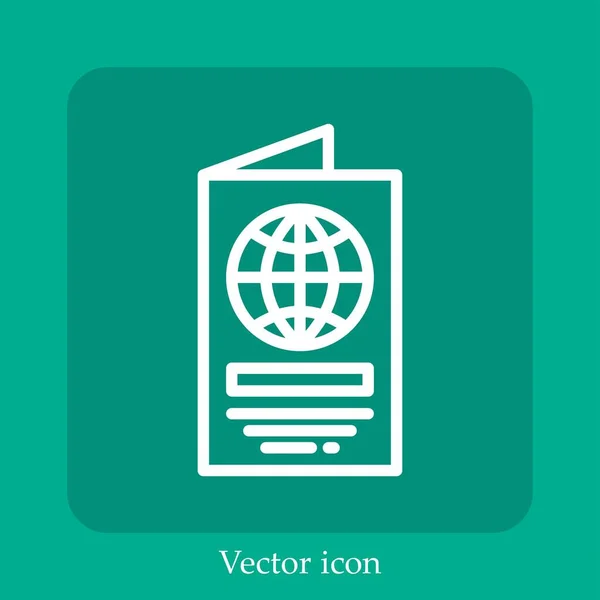 Icône Vectorielle Passeport Icône Linéaire Ligne Avec Trait Modifiable — Image vectorielle
