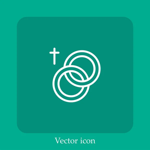 Wedding Rings Vector Icon Linear Icon Line Editable Stroke — Stock Vector