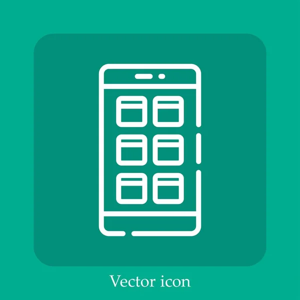 Ícone Vetor Aplicação Linear Icon Line Com Curso Editável — Vetor de Stock