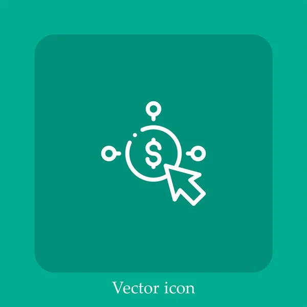 Pagar Por Clic Icono Vector Icon Line Lineal Con Carrera — Vector de stock