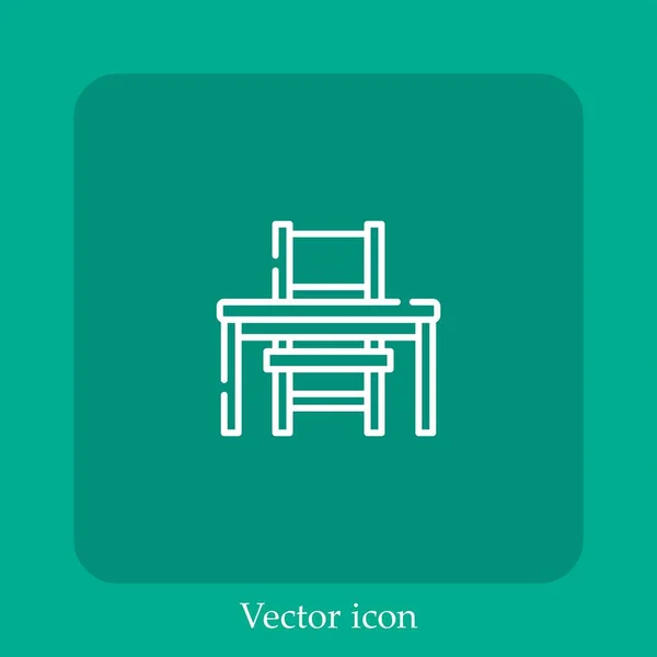 Icône Vectorielle Table Icône Linéaire Ligne Avec Trait Modifiable — Image vectorielle