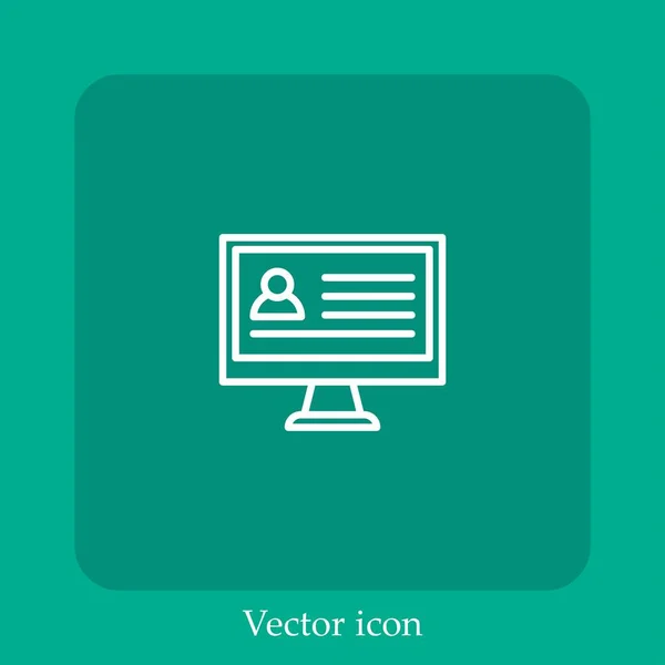 Icono Vector Computadora Icon Line Lineal Con Carrera Editable — Archivo Imágenes Vectoriales