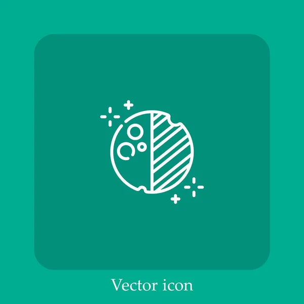 Icono Vector Media Luna Icon Line Lineal Con Trazo Editable — Vector de stock