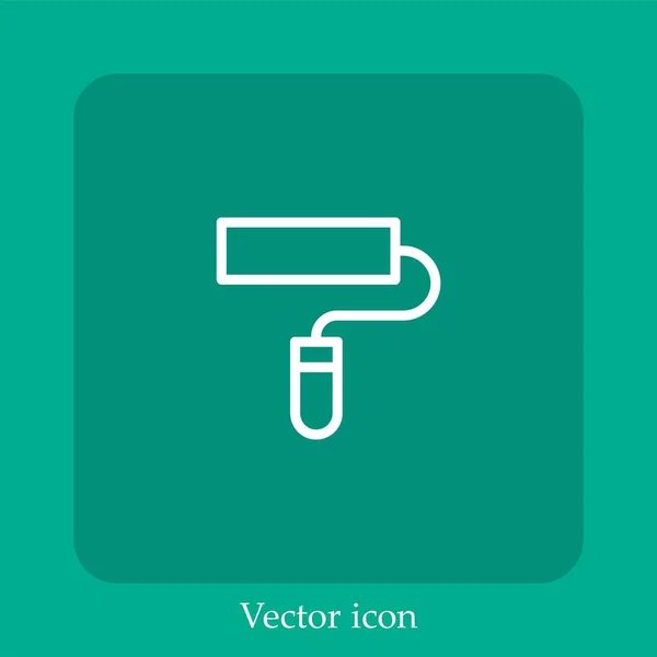 Ícone Vetor Rolo Pintura Linear Icon Line Com Curso Editável — Vetor de Stock