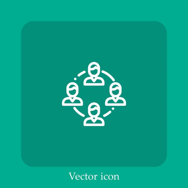 Teamwork Vektor Symbol Lineare Icon Line Mit Editierbarem Strich — Stockvektor