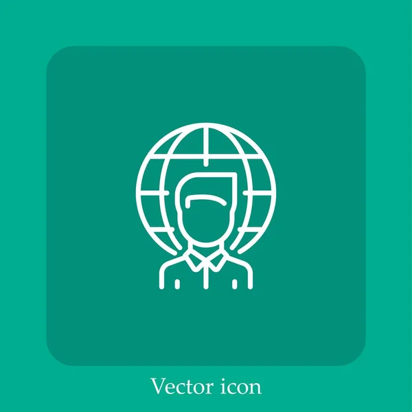 Ícone Vetor Trabalhador Linear Icon Line Com Curso Editável — Vetor de Stock