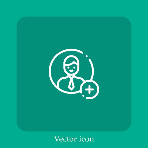 Add User Vector Icon Linear Icon Line Editable Stroke — Stock Vector