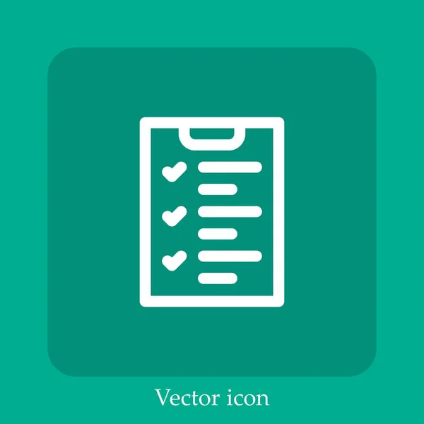 Checklist Vector Icon Lineal Icon Line Con Carrera Editable — Vector de stock
