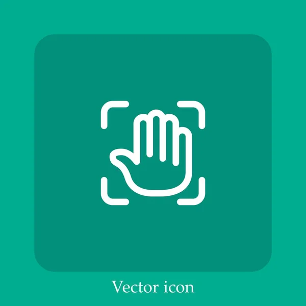 Icono Vector Mano Icon Line Lineal Con Carrera Editable — Vector de stock