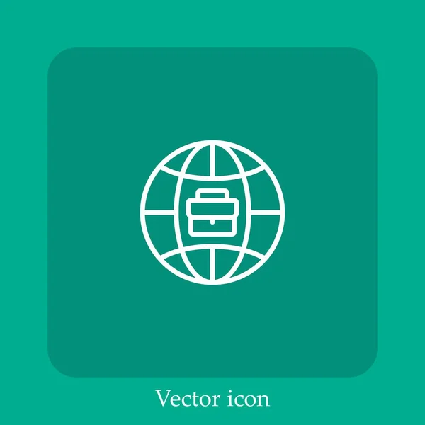 Ícone Vetorial Mundial Linear Icon Line Com Curso Editável — Vetor de Stock