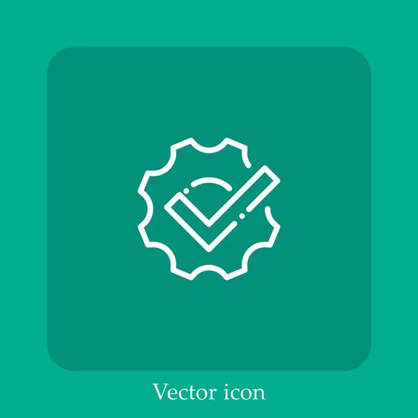 Vérifier Icône Vectorielle Icône Linéaire Ligne Avec Course Modifiable — Image vectorielle