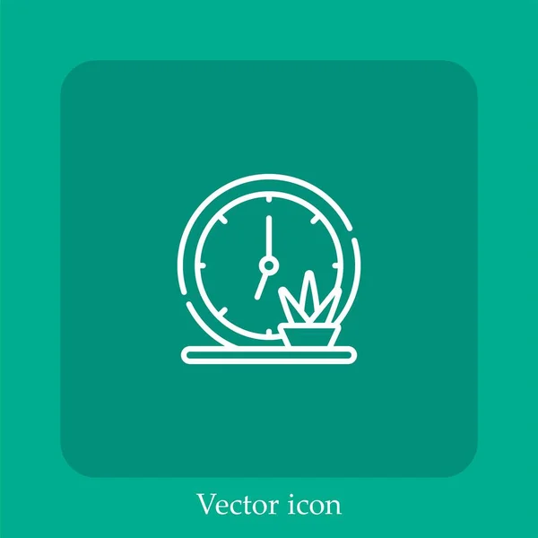 Ícone Vetor Relógio Linear Icon Line Com Curso Editável — Vetor de Stock