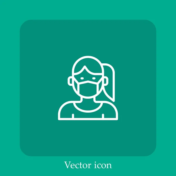 Ícone Vetor Máscara Facial Icon Line Linear Com Curso Editável — Vetor de Stock